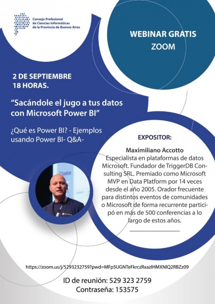 Webinar gratis zoom: “Sacándole el juego a tus datos con Microsoft Power BI”