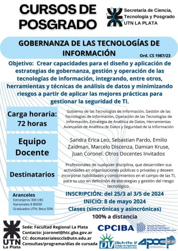 CURSO DE POSTGRADO - GOBERNANZA DE LAS TECNOLOGÍAS DE LA INFORMACIÓN
