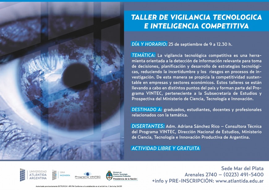 Taller de Vigilancia Tecnológica e Inteligencia Competitiva en UAA - Mar del Plata - 25 de septiembre
